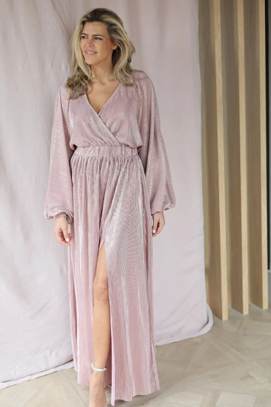 DAMES Studio Poespas Jurken | Snøpskes^Dress Plissé | Pink champagne |