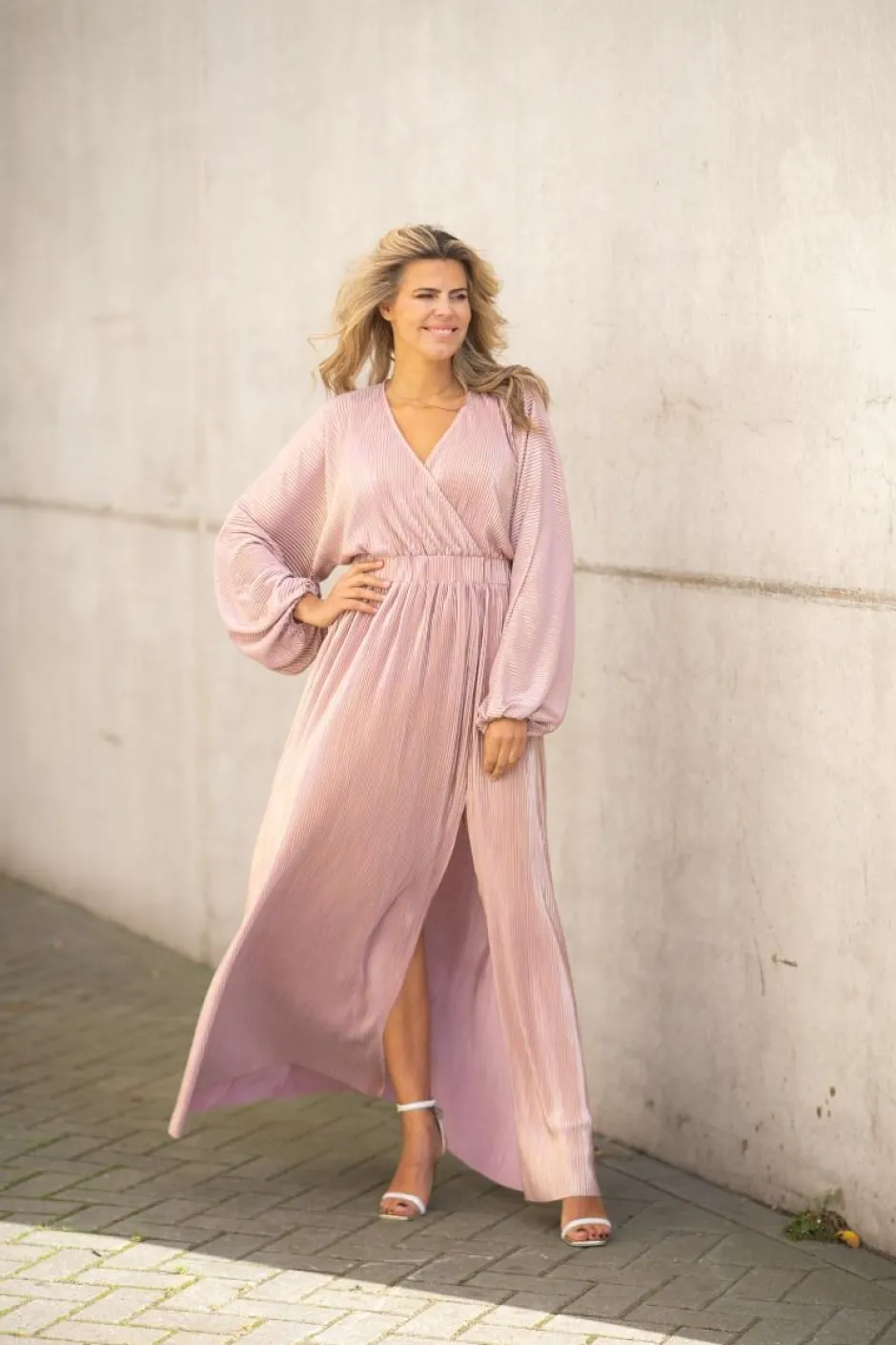 DAMES Studio Poespas Jurken | Snøpskes^Dress Plissé | Pink champagne |