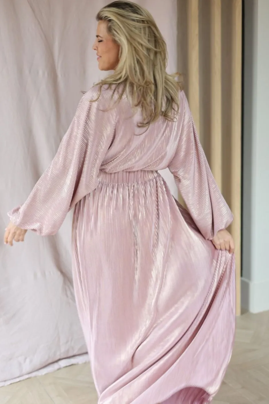 DAMES Studio Poespas Jurken | Snøpskes^Dress Plissé | Pink champagne |