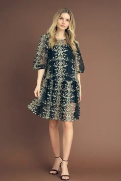 DAMES A-view Jurken^Jurk Fuschia | Black/gold |