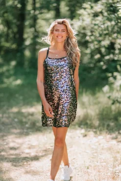 DAMES Poespas Jurken^Jurk Quinn | Silver sequins | Gestuz