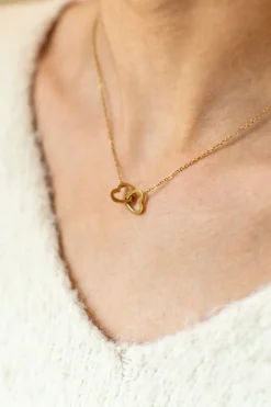 DAMES WAUW Fashion Sieraden | Snøpskes^Ketting double hearts | Goud | Studio Poespas