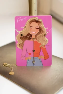DAMES WAUW Fashion Sieraden | Snøpskes^Ketting five tiny hearts | Goud | Studio Poespas
