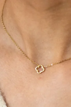 DAMES WAUW Fashion Sieraden | Snøpskes^Ketting klavertje vier | Goud | Studio Poespas