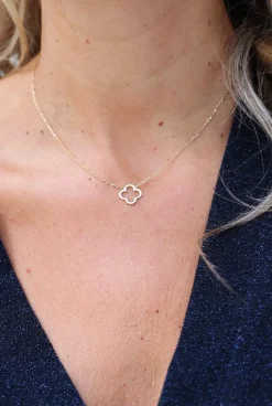 DAMES WAUW Fashion Sieraden | Snøpskes^Ketting klavertje vier | Goud | Studio Poespas