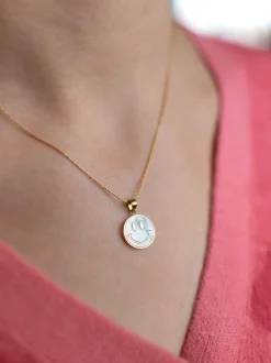 DAMES Studio Poespas Sieraden | Snøpskes^Ketting smiley | Wit/goud |