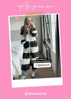 DAMES Studio Poespas Vesten | Vesten & Truien^Long Cardigan Fluff | Stripes |
