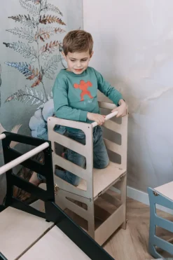 Poespas Houten Speelgoed | Educatief Speelgoed^Modulair kidsmeubel | Keukenkruk | Bureau | Glijbaan