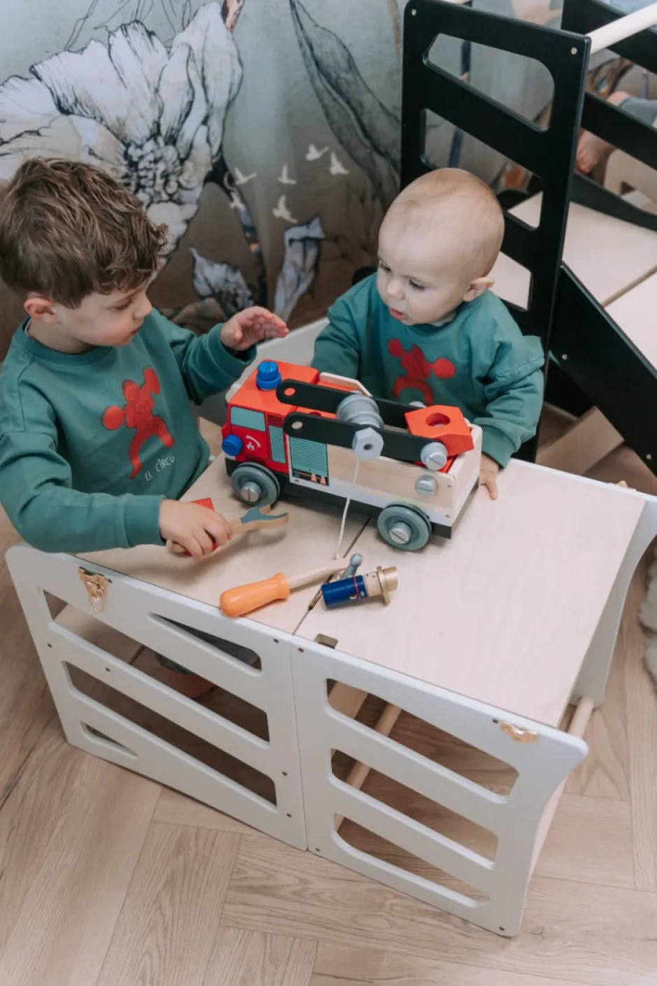 Poespas Houten Speelgoed | Educatief Speelgoed^Modulair kidsmeubel | Keukenkruk | Bureau | Glijbaan