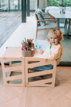 Poespas Houten Speelgoed | Educatief Speelgoed^Modulair kidsmeubel | Keukenkruk | Bureau | Glijbaan