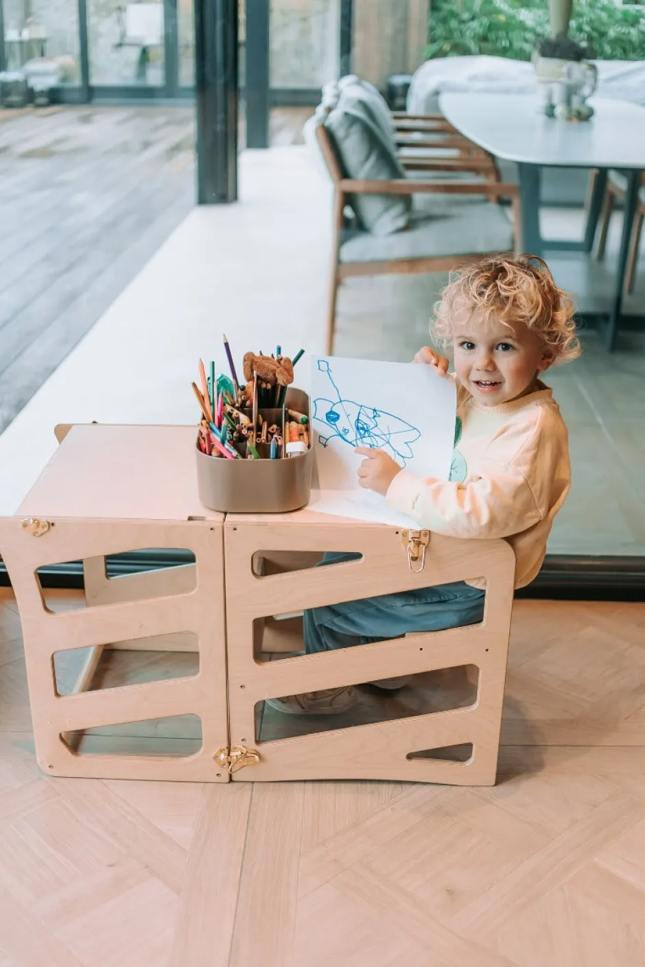 Poespas Houten Speelgoed | Educatief Speelgoed^Modulair kidsmeubel | Keukenkruk | Bureau | Glijbaan