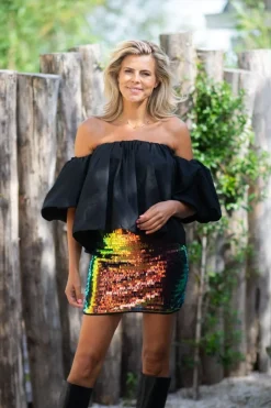 DAMES Garçonne Tops^Off-shoulder top Idra | Zwart