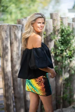 DAMES Garçonne Tops^Off-shoulder top Idra | Zwart