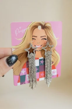 DAMES Z-Style Sieraden^Oorbellen Clara glittersterren | Zilver