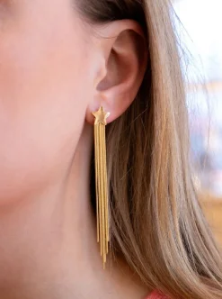 DAMES WAUW Fashion Sieraden | Snøpskes^Oorbellen falling stars | Goud | Studio Poespas