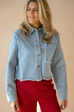 DAMES Refined Department Blouses | Tops^Oversized cropped blouse Mary | Blue denim |