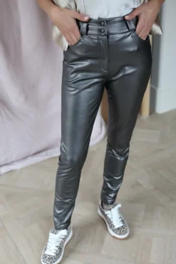 DAMES Studio Poespas Broeken | Snøpskes^Pants Anna-Mae vegan leather | Titanium bronze |
