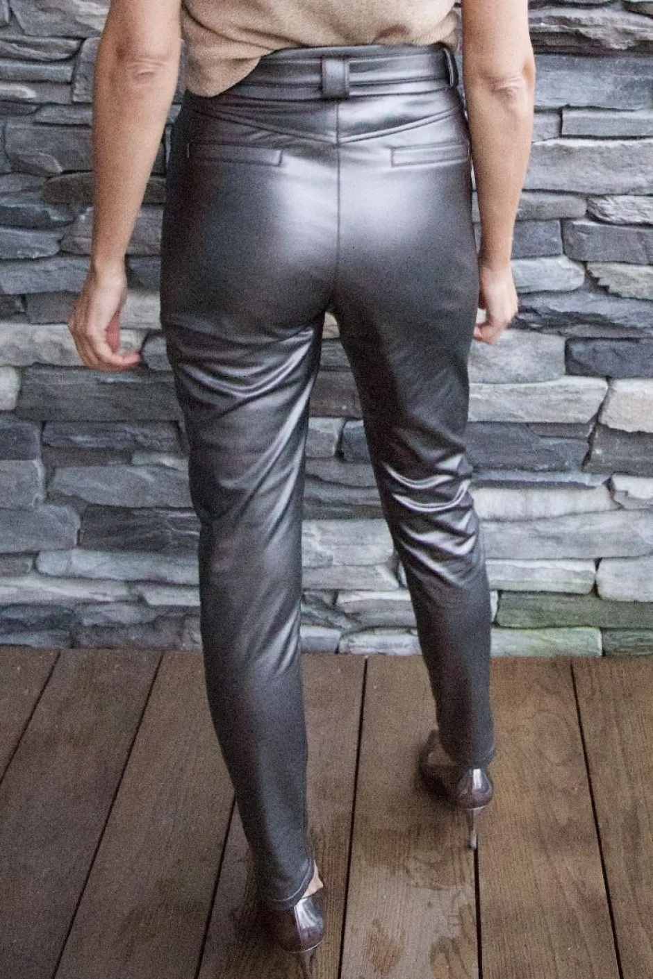 DAMES Studio Poespas Broeken | Snøpskes^Pants Anna-Mae vegan leather | Titanium bronze |
