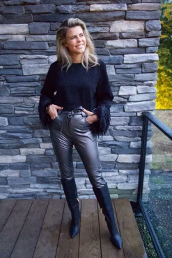 DAMES Studio Poespas Broeken | Snøpskes^Pants Anna-Mae vegan leather | Titanium bronze |