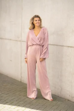 DAMES Studio Poespas Co-ords | Broeken^Pants Plissé | Pink champagne |