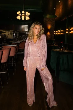 DAMES Studio Poespas Co-ords | Broeken^Pants Plissé | Pink champagne |