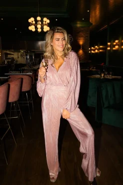 DAMES Studio Poespas Co-ords | Broeken^Pants Plissé | Pink champagne |