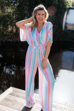 DAMES Studio Poespas Co-ords | Broeken^Pants Plissé | Rainbow cake |