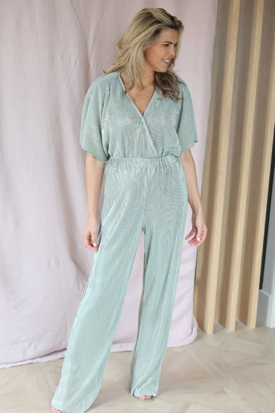DAMES Studio Poespas Co-ords | Broeken^Pants Plissé | Sparkling mojito |