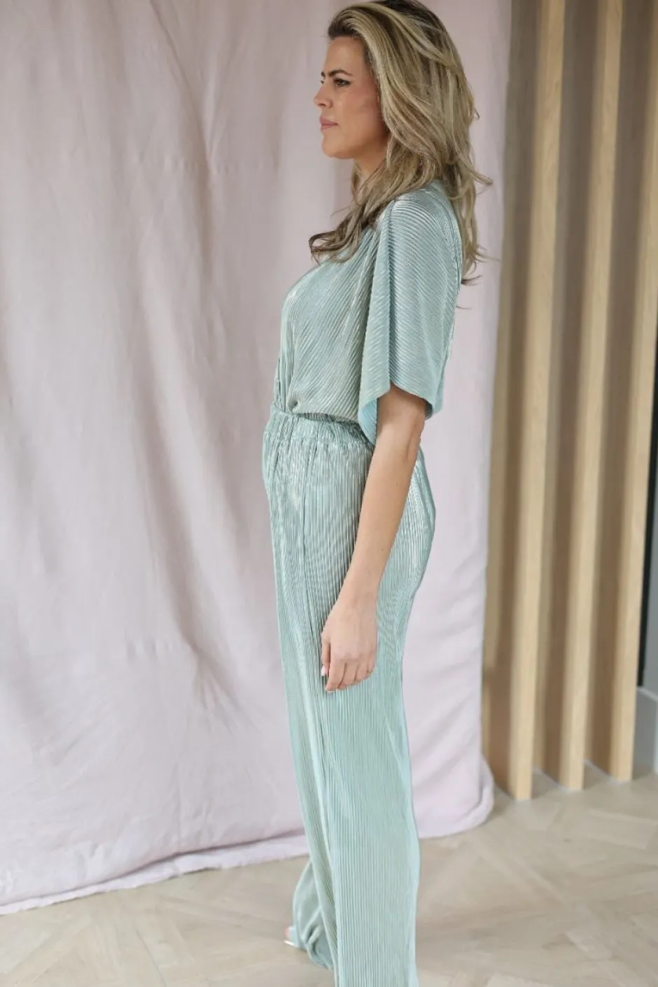 DAMES Studio Poespas Co-ords | Broeken^Pants Plissé | Sparkling mojito |