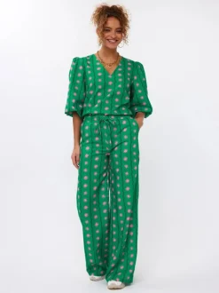 DAMES Ydence Co-ords | Broeken^Pants Veerle | Green print |