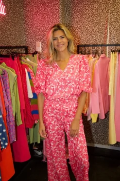 DAMES Ydence Co-ords | Broeken^Pants Veerle | Pink flower |