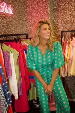 DAMES Ydence Co-ords | Broeken^Pants Veerle extra lang | Green print |