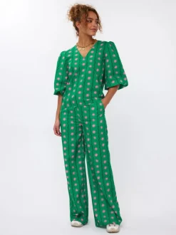 DAMES Ydence Co-ords | Broeken^Pants Veerle extra lang | Green print |