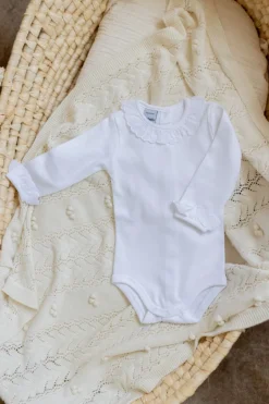 Poespas Rompers^Romper Coco | Kanten kraagje wit | Lange mouwen | Babidu