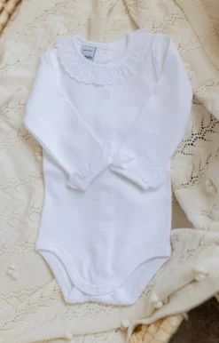 Poespas Rompers^Romper Coco | Kanten kraagje wit | Lange mouwen | Babidu