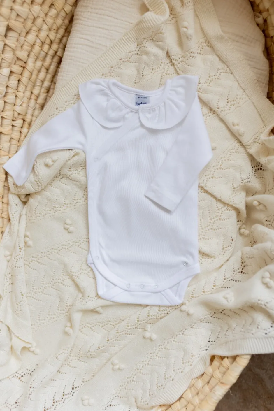 Poespas Rompers^Romper Loet | Volantkraag wit | Lange mouwen | Babidu