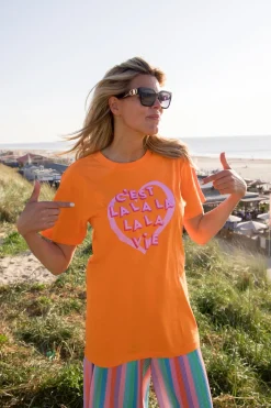DAMES Studio Poespas Tops | Snøpskes^Shirt C'est La Vie dames | Orange |
