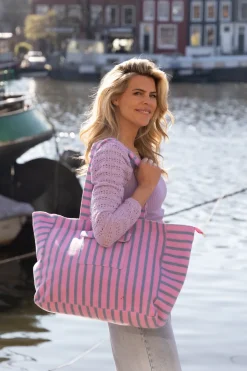 DAMES Studio Poespas Tassen | Snøpskes^Shopper Stripe-a-licious | Blue purple |