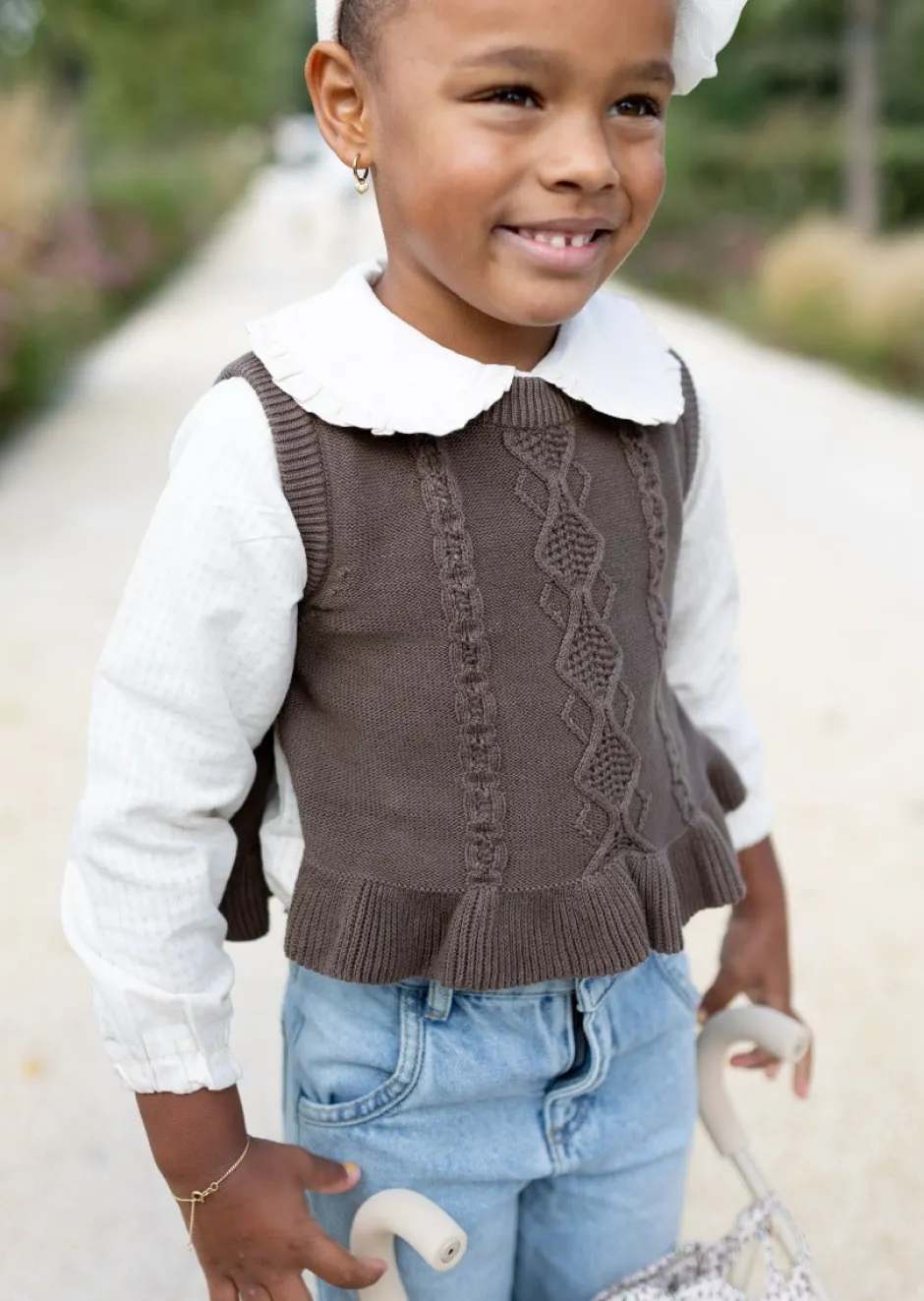 Poespas Truien & Vesten | Truien & Vesten^Slipover Knit | Chocolate | En Fant