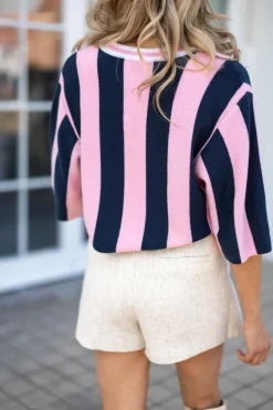 DAMES Studio Poespas Tops | Tops^Soccer Tee | Pink vs. Navy |