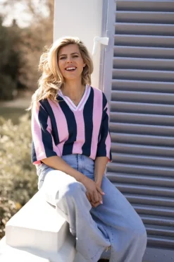 DAMES Studio Poespas Tops | Tops^Soccer Tee | Pink vs. Navy |