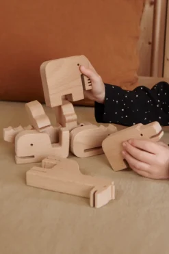 Liewood Educatief Speelgoed | Open Ended Speelgoed^Stackable animals Thorkild | Natural |