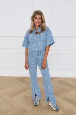 DAMES Refined Department Co-ords | Broeken^Straight pants Selma | Blue denim |