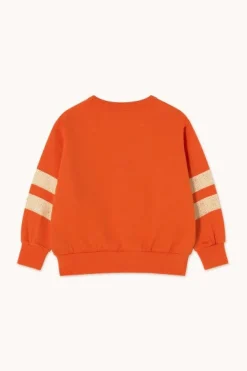 Tinycottons Truien & Vesten | Truien & Vesten^Stripes logo sweatshirt | Summer red |