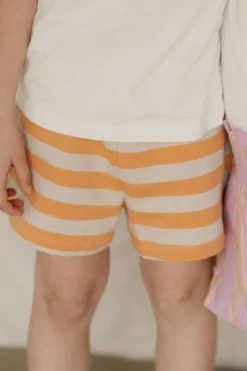 DAMES Tinycottons Co-ords | Co-ords^Stripes tiny short | Orange/dark vanilla |