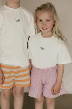 DAMES Tinycottons Co-ords | Co-ords^Stripes tiny short | Orange/dark vanilla |