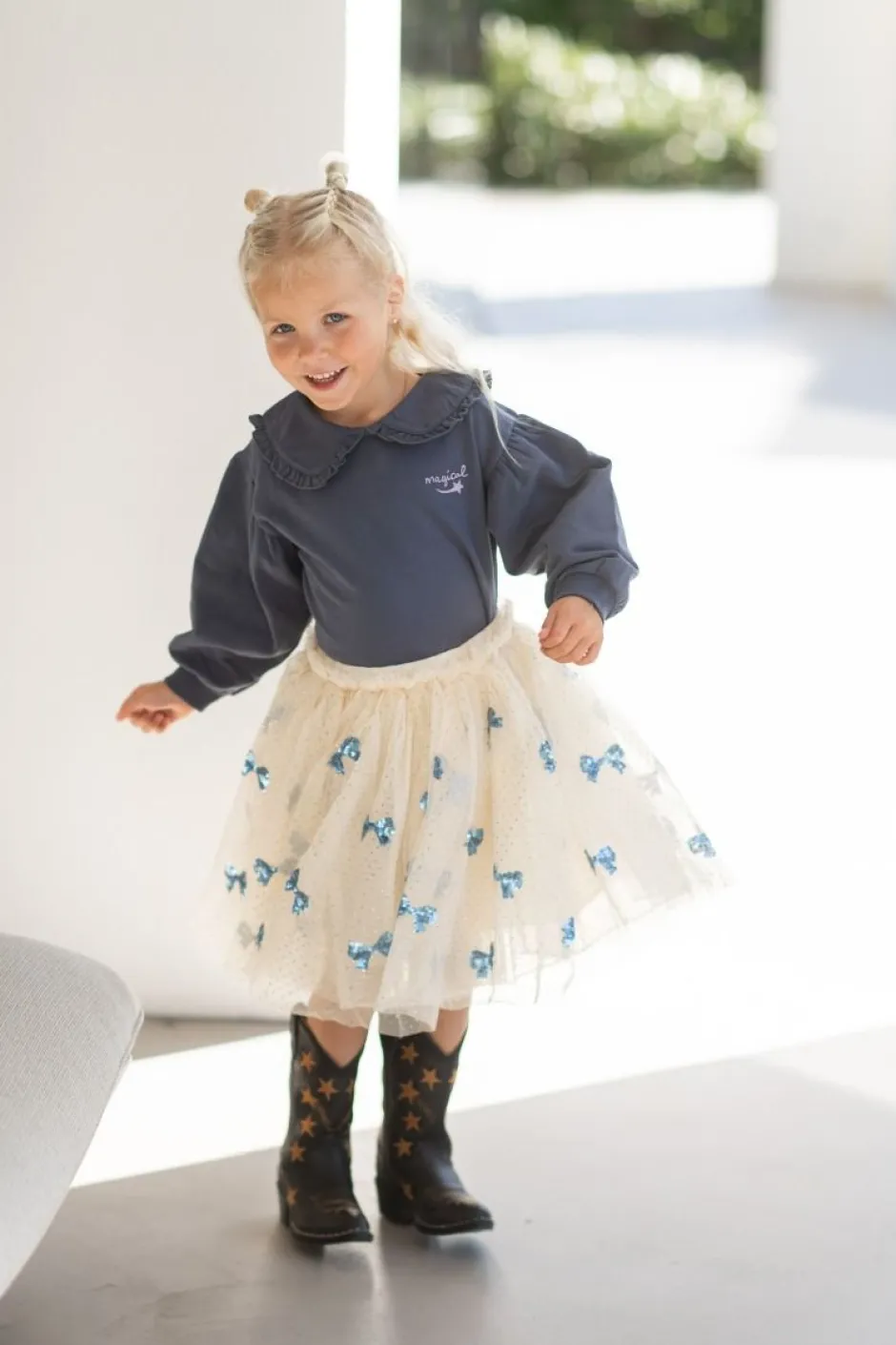 House of Jamie Truien & Vesten | Truien & Vesten^Sweater collar Balloon | Stardust blue |