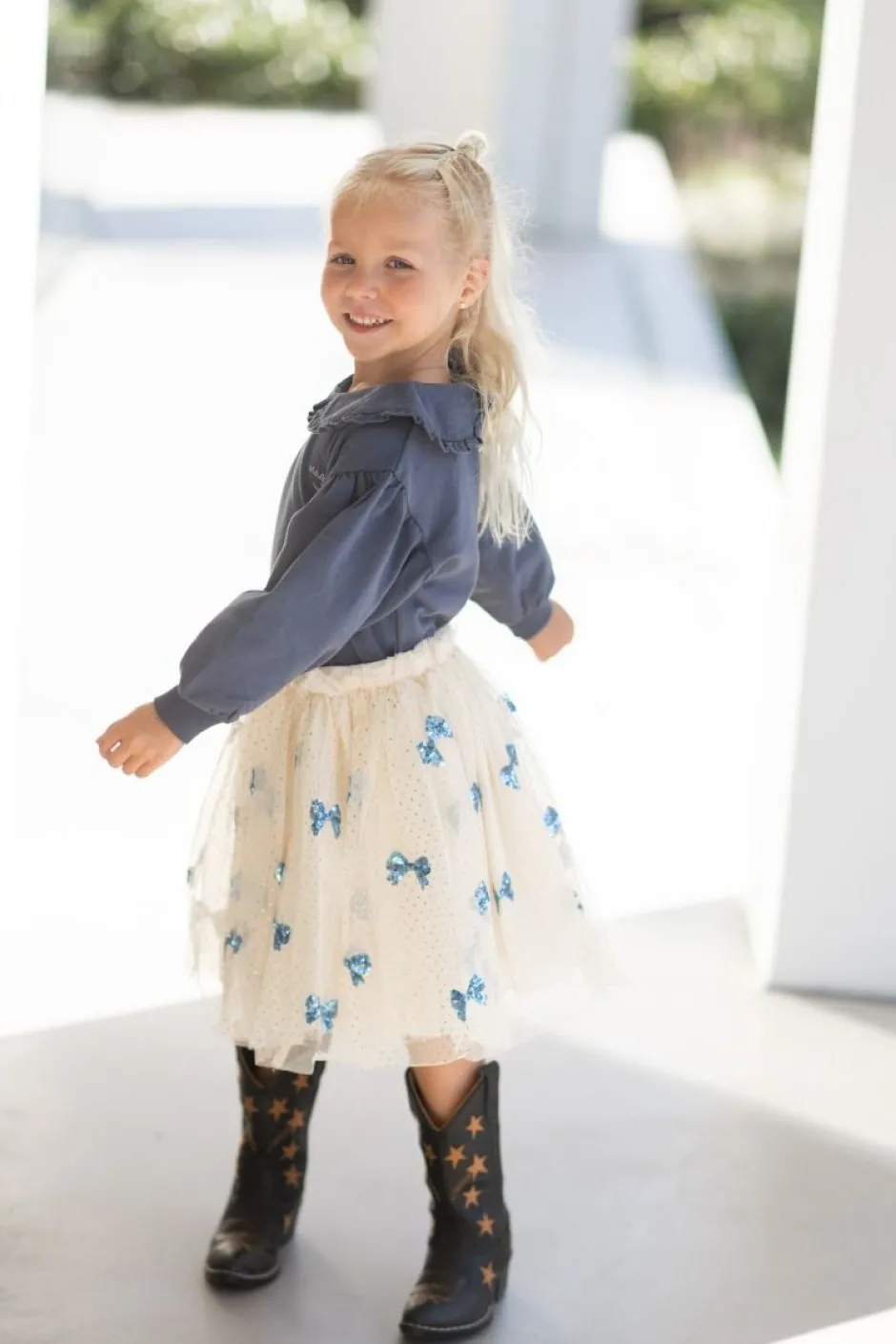 House of Jamie Truien & Vesten | Truien & Vesten^Sweater collar Balloon | Stardust blue |