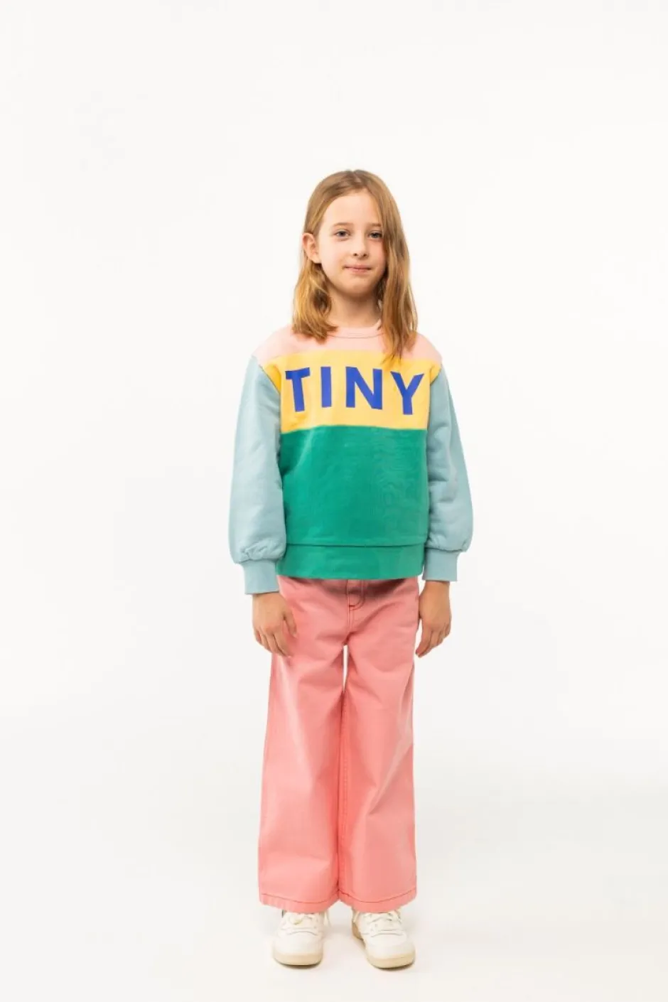 Tinycottons Truien & Vesten^Sweatshirt colourblock | Wild rose/emerald |