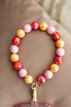 DAMES Studio Poespas Telefoonkoorden | Snøpskes^Telefoonkoord Disco | Orange pink |